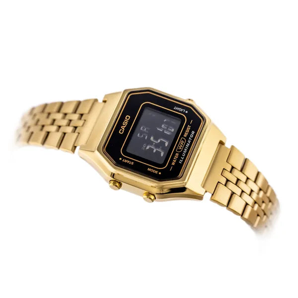 Casio Vintage LA680WGA-1B női digitális karóra, arany nemesacél, WR30