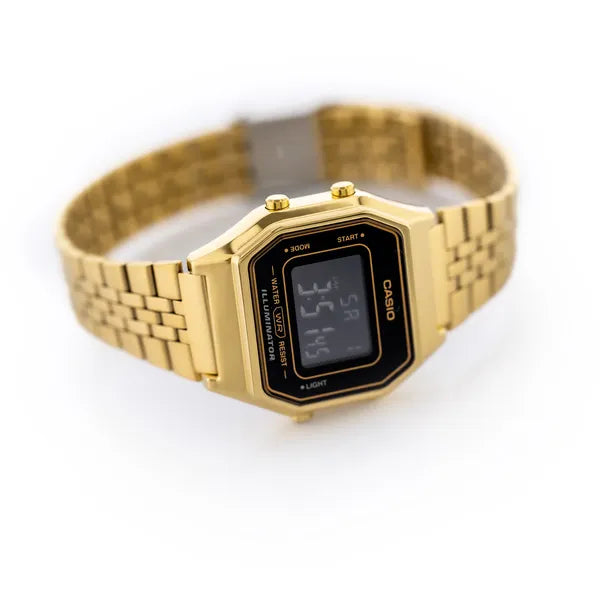Casio Vintage LA680WGA-1B női digitális karóra, arany nemesacél, WR30