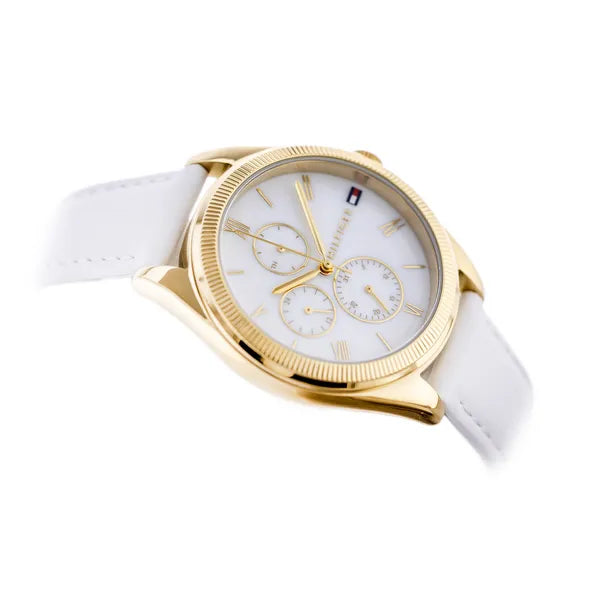 Tommy Hilfiger Monica 38 mm női karóra, quartz, bőr szíj, arany tok