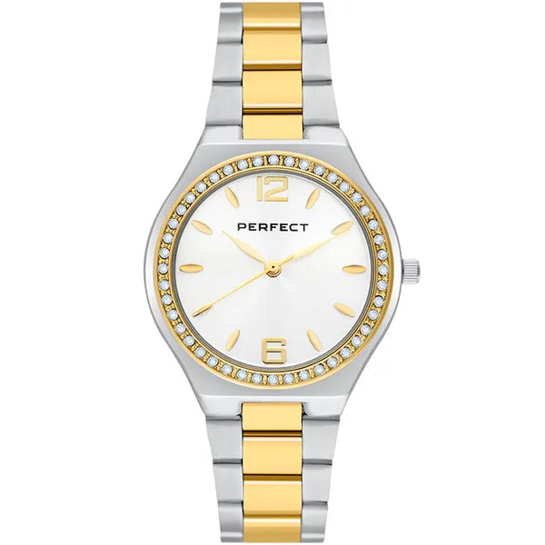 Női kétszínű Perfect quartz karóra 34 mm, kristályos, WR30 + díszdoboz