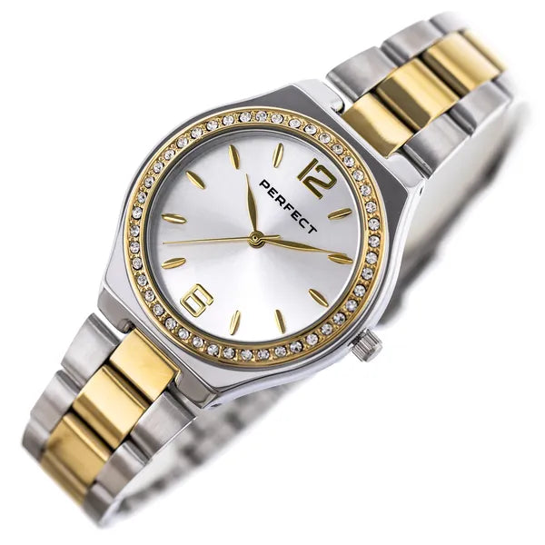 Női kétszínű Perfect quartz karóra 34 mm, kristályos, WR30 + díszdoboz
