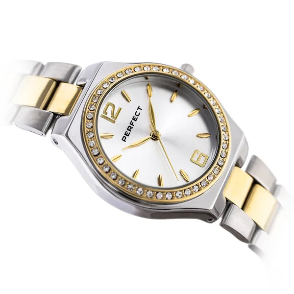 Női kétszínű Perfect quartz karóra 34 mm, kristályos, WR30 + díszdoboz