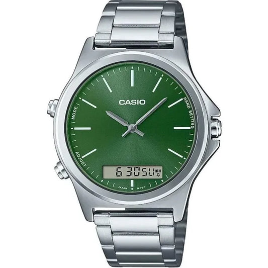 Casio MTP-VC01D-3E férfi karóra, acél szíj, zöld számlap, WR50