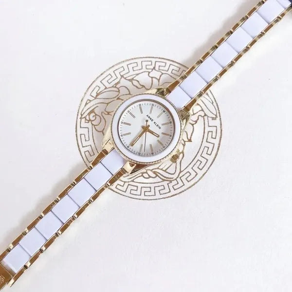 Anne Klein AK-3212WTGB női karóra, kvarc, rozsdamentes acél, arany/fehér