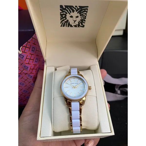 Anne Klein AK-3212WTGB női karóra, kvarc, rozsdamentes acél, arany/fehér