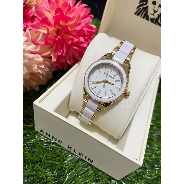 Anne Klein AK-3212WTGB női karóra, kvarc, rozsdamentes acél, arany/fehér