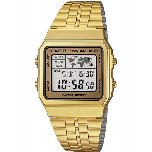 Casio Vintage A500WGA-9DF férfi digitális arany karóra, 33 mm, WR30