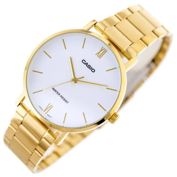 Casio MTP-VT01G-7B férfi karóra arany acél tok és szíj, 40 mm, WR30