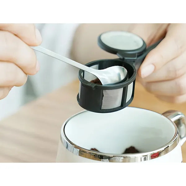 Alumínium tea-, kávé- és gyógynövény szűrőkosár, műanyag nyél, 5 cm