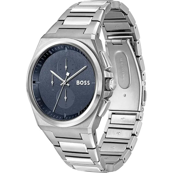 Hugo Boss 1514048 férfi kronográf karóra, nemesacél, kék, 44 mm