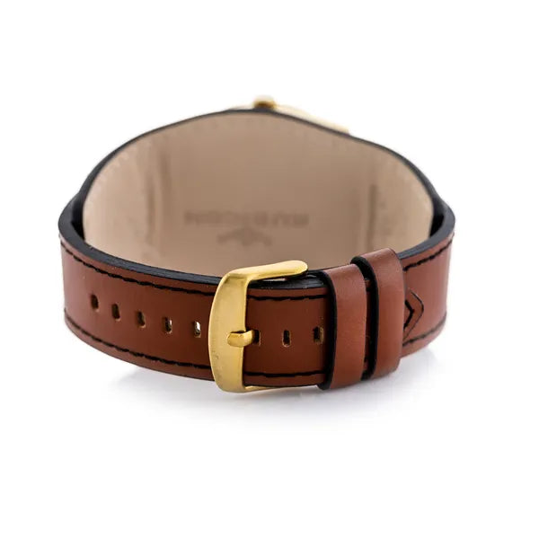 Rubicon RNCC92 unisex kvarc karóra, arany tok, bőrszíj, dátumkijelzés