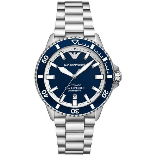 Emporio Armani Sea Explorer automata férfi búváróra 42 mm, acél, kék
