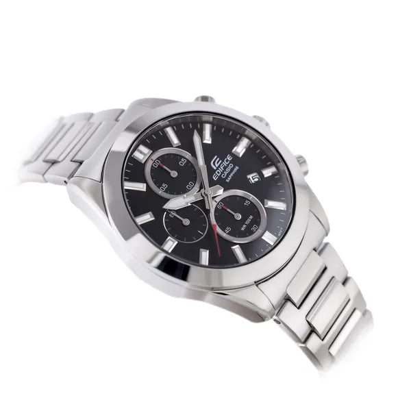 Casio Edifice férfi kronográf karóra, acél, szafír üveg, WR100, 41 mm