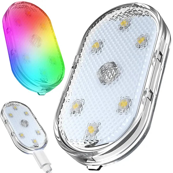 6 LED RGB akkumulátoros autóbelső hangulatfény, vezeték nélküli, mágneses