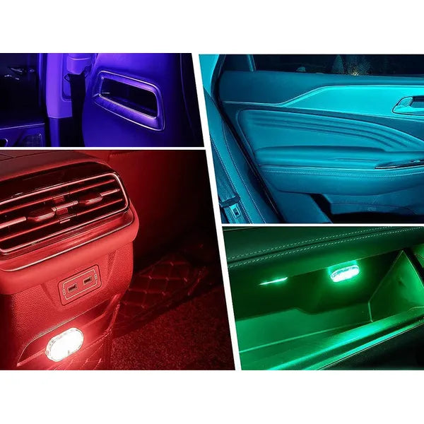 6 LED RGB akkumulátoros autóbelső hangulatfény, vezeték nélküli, mágneses