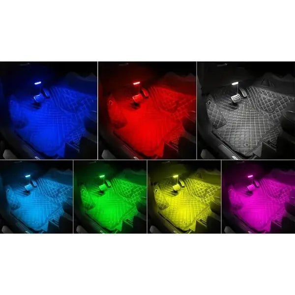 6 LED RGB akkumulátoros autóbelső hangulatfény, vezeték nélküli, mágneses