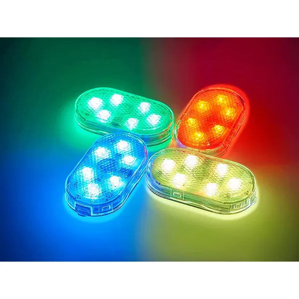 6 LED RGB akkumulátoros autóbelső hangulatfény, vezeték nélküli, mágneses
