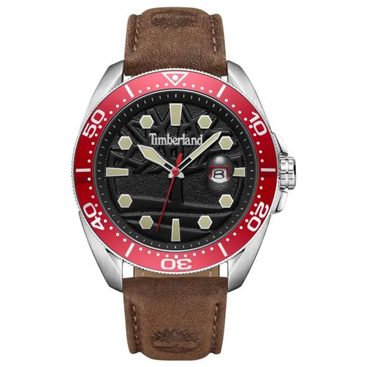 Timberland TDWGB2230602 férfi karóra, 46 mm, barna bőrszíj, WR50