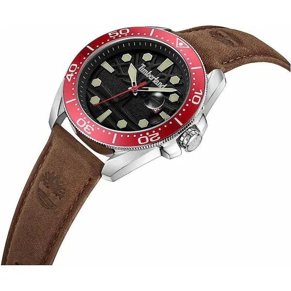 Timberland TDWGB2230602 férfi karóra, 46 mm, barna bőrszíj, WR50