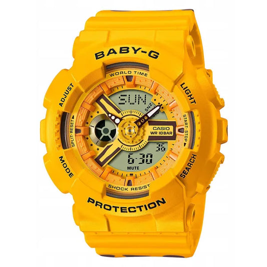 Casio G-Shock BA-110XSLC-9A férfi sárga ütésálló karóra, 100 m vízálló LED