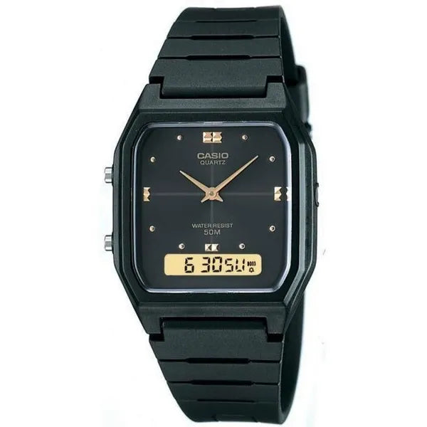 Casio AW-48HE-1AVDF női karóra, fekete, analóg-digitális, WR50