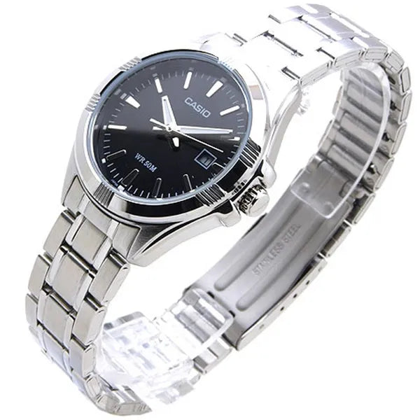 Casio női karóra LTP-1308D-1AVDF, acél szíj, fekete számlap, WR50