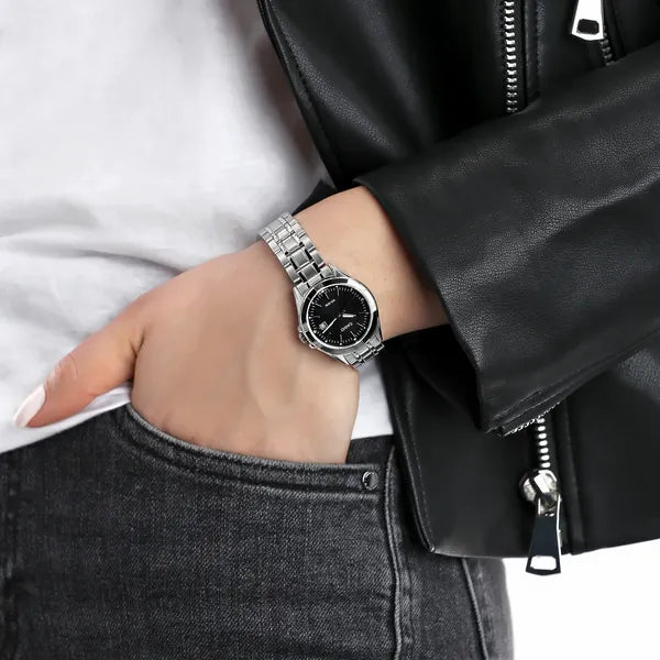 Casio női karóra LTP-1308D-1AVDF, acél szíj, fekete számlap, WR50