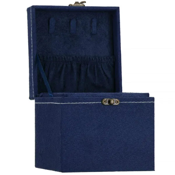 Fekete velúr ékszerdoboz retro zárral, 12×12×12 cm
