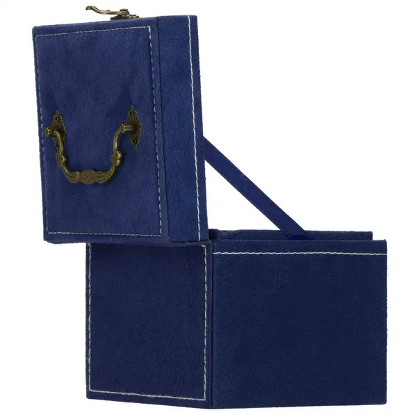 Fekete velúr ékszerdoboz retro zárral, 12×12×12 cm