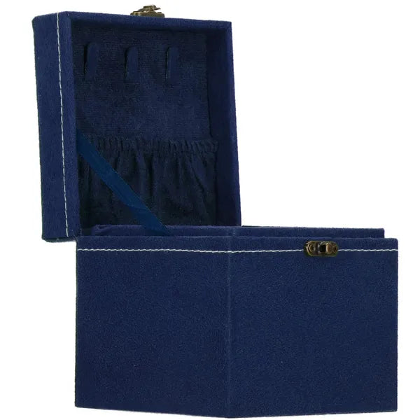 Fekete velúr ékszerdoboz retro zárral, 12×12×12 cm