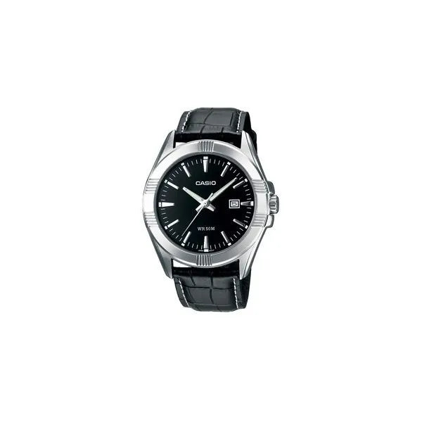 Casio MTP-1308L-1AVEF férfi karóra, fekete bőrszíj, WR50 vízálló