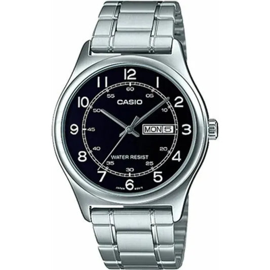 Casio MTP-V006D-1B2 férfi karóra, acél szíj, fekete számlap, dátum, WR30