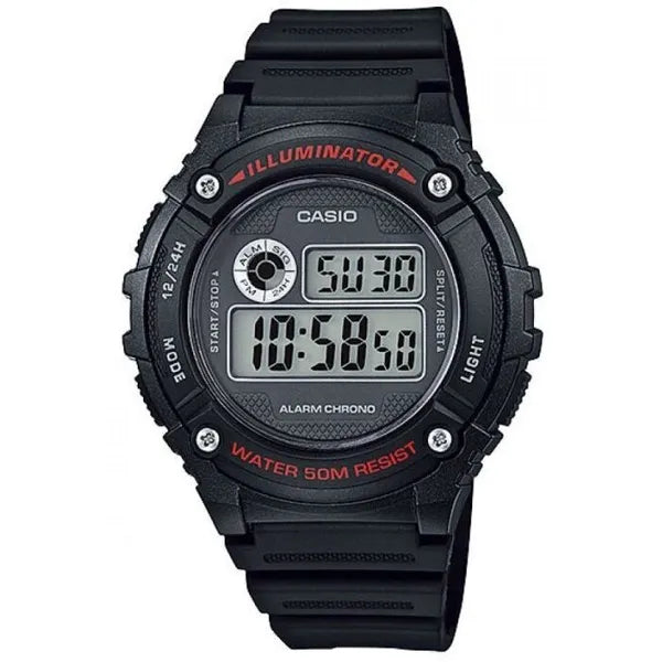 Casio W-216H-1AVEF férfi digitális sport karóra, fekete, WR50