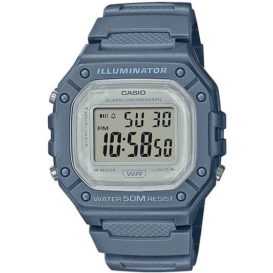 Casio W-218HC-2AVDF unisex digitális karóra, kék műanyag, WR50