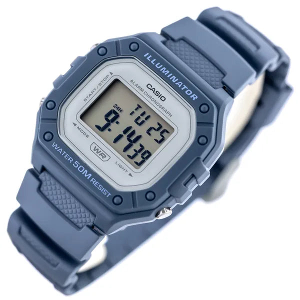 Casio W-218HC-2AVDF unisex digitális karóra, kék műanyag, WR50