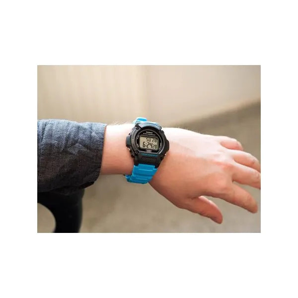 Casio W-219H-2A2VEF férfi digitális karóra, WR50, türkiz szíj