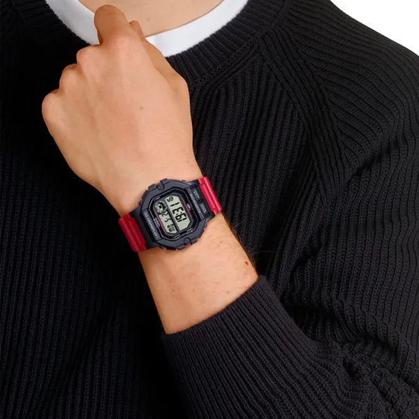 Casio WS-1400H-4AVEF férfi sportóra, WR100, LED, piros/fekete