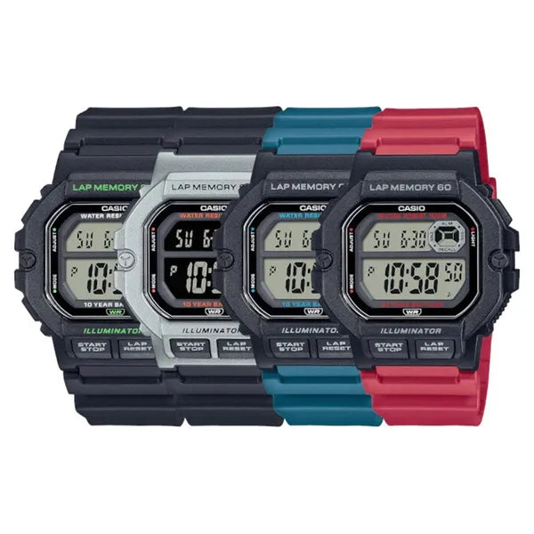 Casio WS-1400H-4AVEF férfi sportóra, WR100, LED, piros/fekete