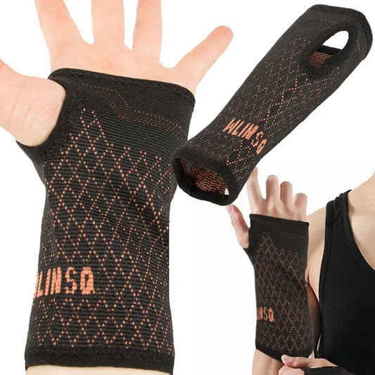 Rugalmas csukló- és kézstabilizáló bandázs, fekete/narancs, 19-22 cm