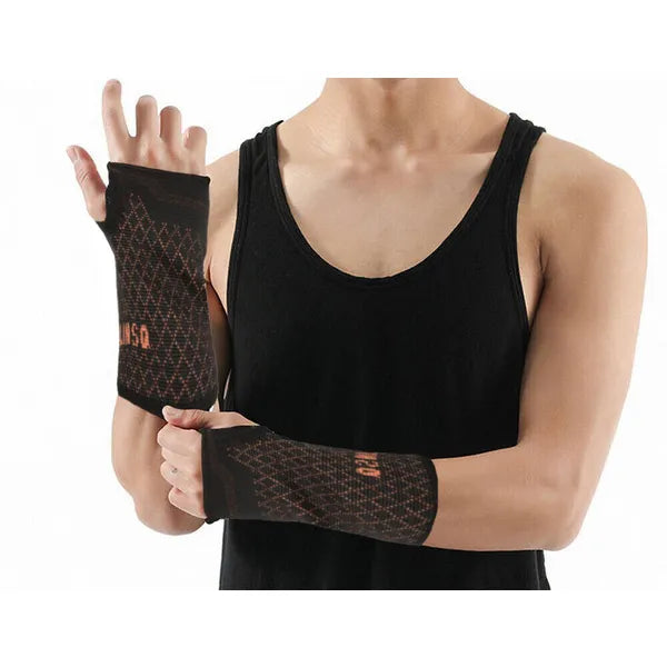 Rugalmas csukló- és kézstabilizáló bandázs, fekete/narancs, 19-22 cm