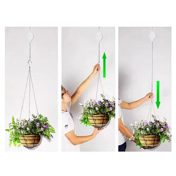 Állítható, kihúzható virágtartó kampó 2 db, 80 cm nylon szíjjal