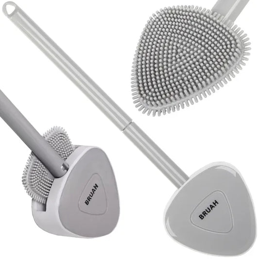 Szilikon falra szerelhető WC-kefe tartóval, 33 cm, szürke/fehér