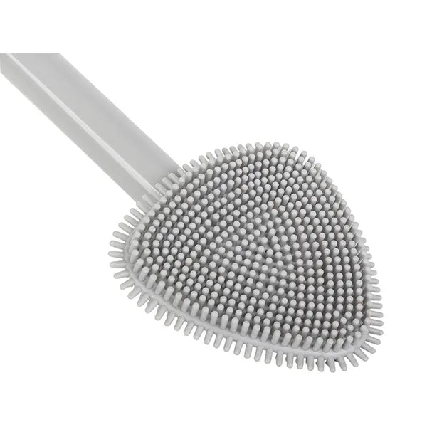 Szilikon falra szerelhető WC-kefe tartóval, 33 cm, szürke/fehér