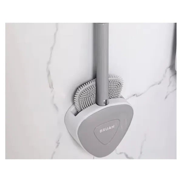 Szilikon falra szerelhető WC-kefe tartóval, 33 cm, szürke/fehér