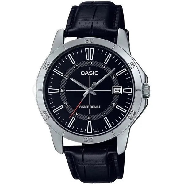 Casio férfi karóra MTP-V004L-1CUDF, bőr szíj, 47 mm, fekete számlap