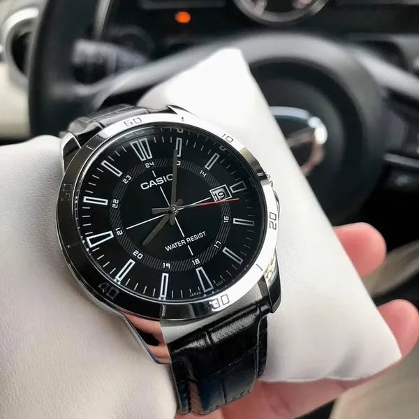 Casio férfi karóra MTP-V004L-1CUDF, bőr szíj, 47 mm, fekete számlap