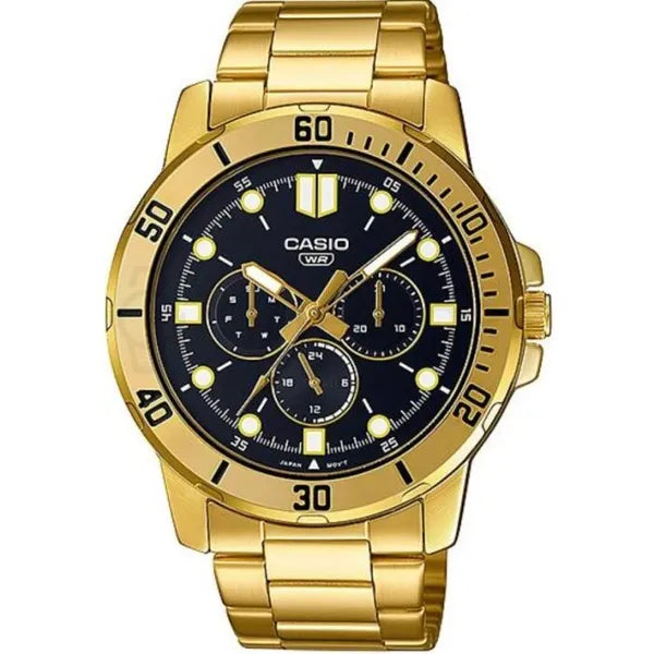 Casio férfi karóra arany nemesacél szíj, fekete számlap, 44 mm
