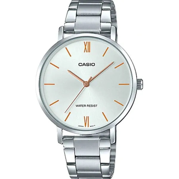 Casio MTP-VT01D-7BUDF férfi karóra, ezüst acél szíj, 40 mm, WR30