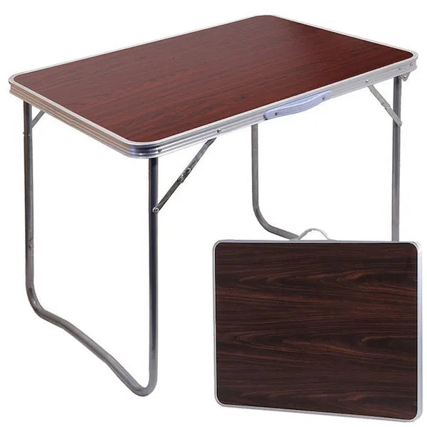Összecsukható alumínium kempingasztal 70×50×60 cm, barna, hordozófogantyúval