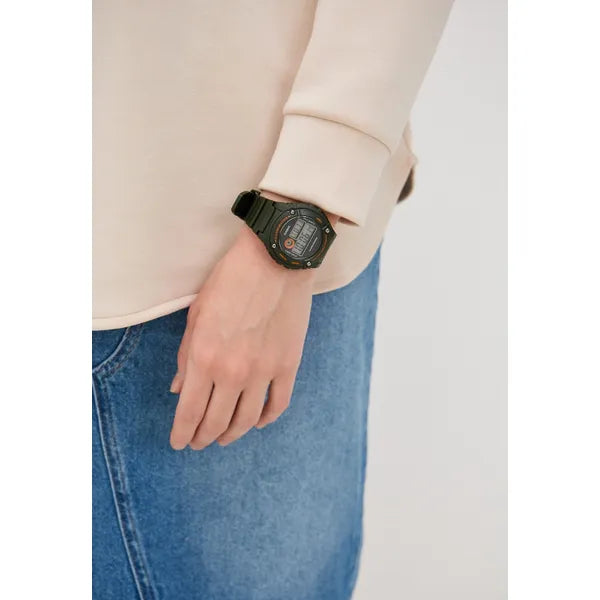 Casio W-216H-3B férfi digitális sportóra, zöld, WR50